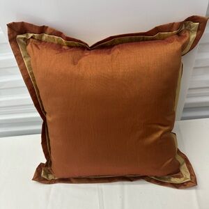 20”x 20” Square Faux Silk Rust/Gold Throw Pillow Zipper Cover & Fiberfill Insert